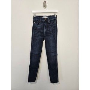 AYR Womens The Riser High Waist Skinny Jeans Size 26 Dark Wash Denim Raw Hem